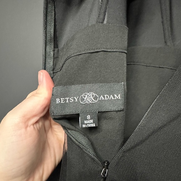 NWT Betsy & Adam Corset Ruffle Illusion Tulle Gown Black 8 - Picture 8 of 8